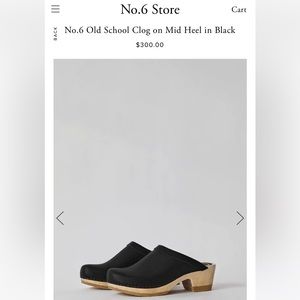 No. 6 Classic mid heel Clog in Black. Size 36